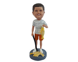 Custom Bobblehead Skinny Kid catching a lot of fish with a stick - Sports &amp; Hobb - £71.12 GBP