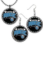 Orlando Magic Earrings and necklace set great gift silver color set lite... - $9.45