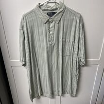 Polo Men's Clarence Green Striped Short Sleeve Henley Button Up Shirt XXL - $16.82