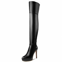 Women Pointed Toe Stretchy Winter Warm Over The Knee High Motorcycle Boots Femal - £118.77 GBP
