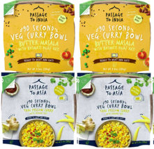 Passage To India Butter Masala &amp; Thai Yellow Veg Curry Bowl, Variety 4-Pack - £31.11 GBP