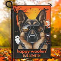 New German Shepherd Dog Halloween Garden Flag 12&quot;X18&quot; Welcome Hanging - $5.93