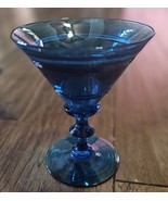 Cobalt Blue &amp; Silver Overlay Martini Glass Set of 7 Rare - £69.89 GBP