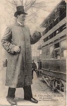 Early 1900s French Postcard: Hugo the Giant and streetcar Barnum and Bailey&#39;s - £37.98 GBP
