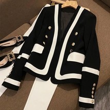Women&#39;s High-End Black &amp; White Contrast Coat - $80.05