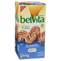 Belvita Breakfast Biscuits, Blueberry 1.76 oz.25 Packs of 4 Cookies 2lb 12oz - £19.63 GBP