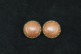 Vintage 1960’s Women’s Goldstone Round Clip-On Fashion Statement Earrings - £8.22 GBP