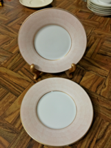 Fitz and Floyd Set of two ( 2 ) &quot;Adobe Peach&quot; Porcelain Saucer / Dessert Plates - £10.11 GBP