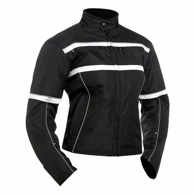 Women Black Color Motorcycle White Linings Genuine Leather Safety Pads jacket
