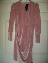 NEW Womens Allegra K Ribbed Dress mauve ladies sz S long sleeves gathered side - £9.96 GBP