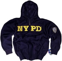 NYPD Zippered Hoodie Mens Sweatshirt Navy Blue Official - £31.78 GBP