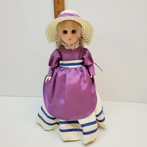 Vtg 11&quot; Effanbee Doll 1975 Sleepy Eyes purple gown dress hat shoes stand #1176 - £18.94 GBP