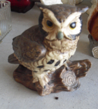 Vintage 1960s Ceramic Norleans Japan Owl on Rock Figurine 5&quot; Tall - £17.03 GBP