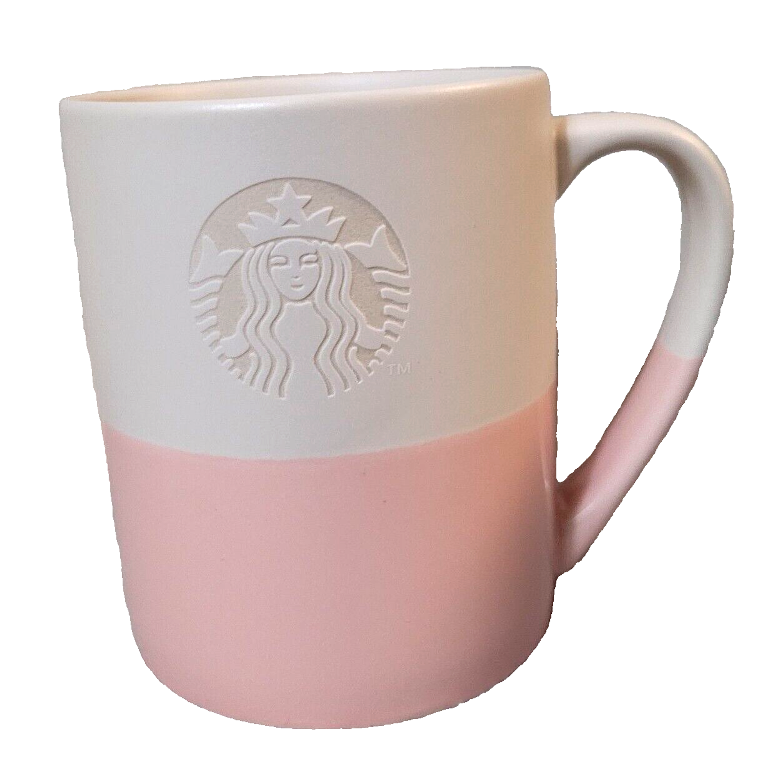 Starbucks Coffee Stone Pink Dipped Glaze Mug Cup Half Colored Pastel - $29.09