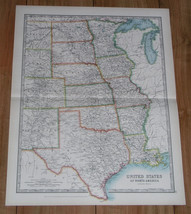 1907 Antique Map Of Central Usa Texas Oklahoma Colorado Louisiana Iowa Missouri - £17.61 GBP