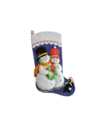 Vtg SNOWMAN 20&quot; Handmade Felt Applique Puffy Stocking Penguin FINISHED - $2,131.11 MXN