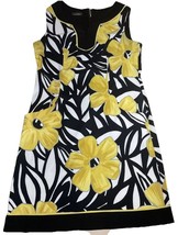 B Works Women&#39;s Floral Sleeveless Black Yellow Dress With Pockets Size  14 - £13.96 GBP