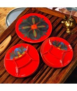 Waechtersbach Vtg RARE Retro 70s Pedestal Cake Plate (4)Divided Fondue D... - £52.75 GBP