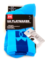 Under Armour Blue UA Playmaker Crew Socks Men&#39;s 4-8  NWT - £19.77 GBP