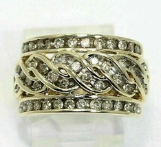2 KT Moissanite Rotonda Grappolo Matrimonio Ring 10K Oro Giallo - £798.11 GBP
