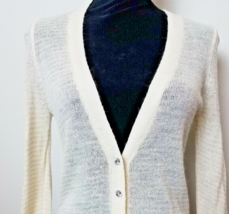 EXPRESS Women&#39;s M Lightweight Cardigan White Long Sleeve  V Neck With Po... - £15.50 GBP