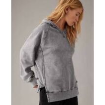 Danskin Sz S Oversized Blue Washed Armor Hoodie Pullover Fleece - $30.00