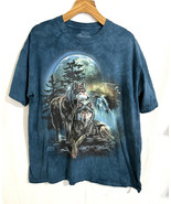 The Mountain T Shirt Mens XL Blue Tie Dye Wolf Nature Outdoors Short Sleeve - $31.02 CAD