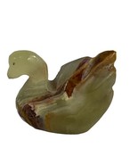 Vintage Carved Swan 2” Tall Hand Trinket Miniature Figurine Green Onyx  ... - $9.27