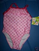 Size 12 Months Penelope Mack Pink Red Polka Dots Swimsuit Bathing Swim S... - $12.00