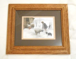 ROBERT DUNCAN FRAMED PRINT An April Storm   Sheep Dog Child - $14.99