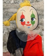 Vintage Clown Plush Doll Toy, Blue Red Yellow - £15.67 GBP