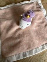 Parent&#39;s Choice Unicorn Security Blanket Baby Lovey Plush Pink White Polka Dots - £14.17 GBP
