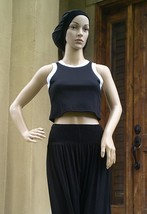 Cropped High-Neck Top by Onzie (Sculpt Tank), size S/M, black w/white tr... - £27.25 GBP