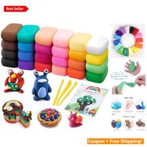 Safe Air Dry Clay Kit - 24 Colors &amp; Tools - Perfect DIY Gift for Kids &amp; ... - $26.68