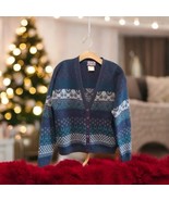 April Cornell Trading Wool Fairisle Women&#39;s Size S Blue Sweater Cardigan... - $46.03 CAD
