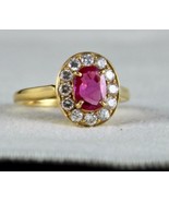 NATURAL HEATED RUBY RING 1.03 CTS OVAL STONE DIAMOND CUT 18K YELLOW GOLD - $33,223.99 MXN