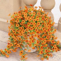 Artificial Hanging Flowers for Outdoors Faux Plants Spring Summer, Orange - £17.22 GBP