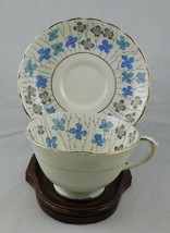 Plant Tuscan Blue Floral Hand Painted Tea Cup And Saucer - £25.42 GBP