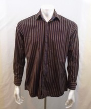 Stone House 2 Ply Cotton 16R Long Sleeve Brown on Brown Striped Shirt  - £7.75 GBP