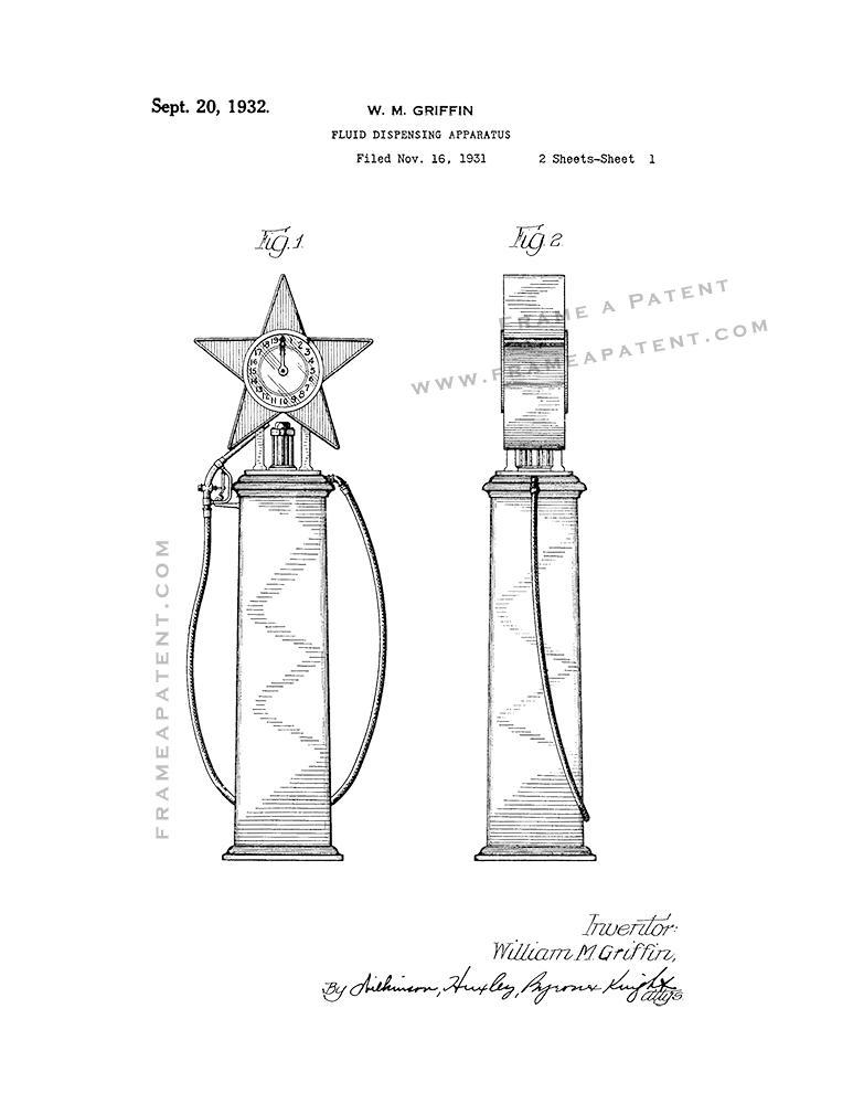 Gas Pump Dispensing Apparatus Patent Print - White