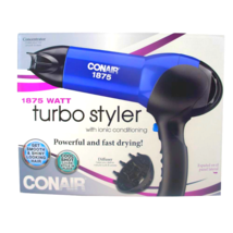 CONAIR-Blue 1875 Watt Turbo Styler w/Ionic Conditioning #146WM (New See-Details) - £19.54 GBP