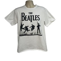 Beatles Mens White Black Graphic Rock Band Music T-Shirt Large Stretch Cotton - £15.45 GBP