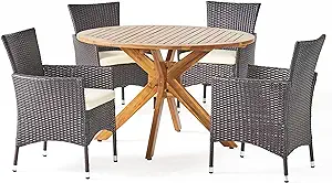 Christopher Knight Home Jacob Outdoor 5 Piece Multibrown Wicker Set with... - £827.13 GBP