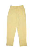 Vintage 70s Pants Womens 6 Yellow Woven Cotton Pleated Trousers Lightwei... - £18.99 GBP