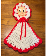 Crochet Pig Potholder Red &amp; White Vintage Handmade - £5.30 GBP