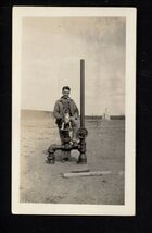 SNAPSHOT from ALBUM * MAN and his DOG standing at a Big Shut Off ? Valve - $8.86