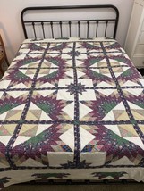 Quilt Bedspread Handstitched Log Cabin Star Full Double 82&quot;x92&quot; Vintage *Read* - £145.92 GBP
