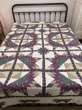 Quilt Bedspread Handstitched Log Cabin Star Full Double 82&quot;x92&quot; Vintage ... - £148.84 GBP