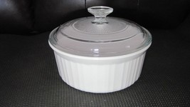 Corning Ware French White Casserole Dish F-5-B Round 1.6 Liter 1.5 Qt glass Lid - £30.07 GBP