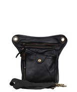 Holster Travel Hiking Bag, Black Leather Unisex Hip Bag, Fanny Pack Wais... - $184.60 CAD